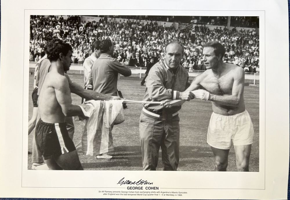 Lot 172: Football George Cohen signed 16x12 black and white...
