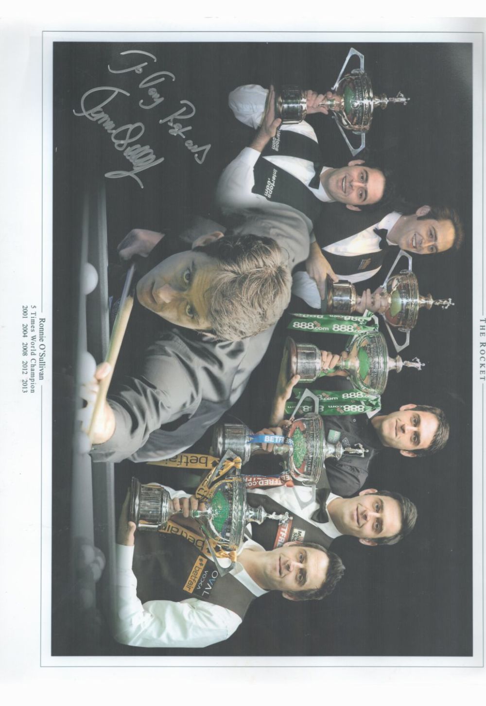 Lot 188: Snooker Ronnie O'Sullivan signed 16x12 Five Times World...