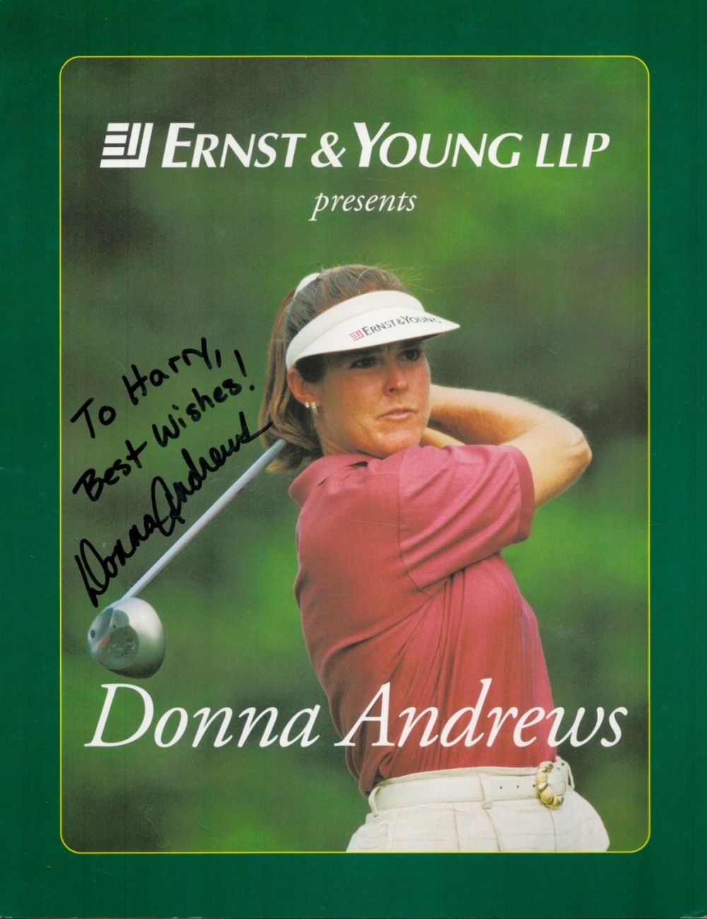 Lot 264: Golf Donna Andrews signed Ernst and Young 10x8...