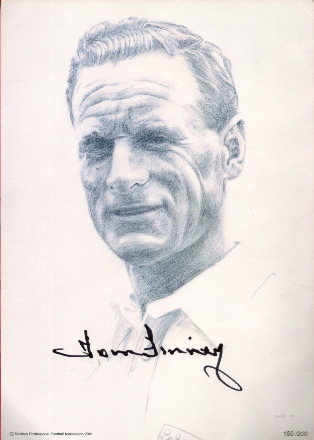 Lot 444: Tom Finney Signed 12 x 8 inch Black...