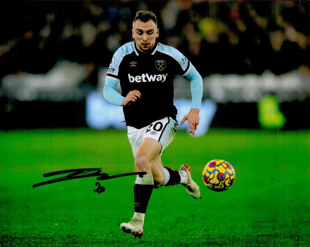 Lot 445: West Ham Star Jarrod Bowen Signed 10x8 inch...