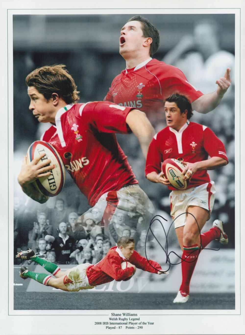 Lot 510: Rugby Shane Williams signed 16x12 Welsh Rugby Legend...