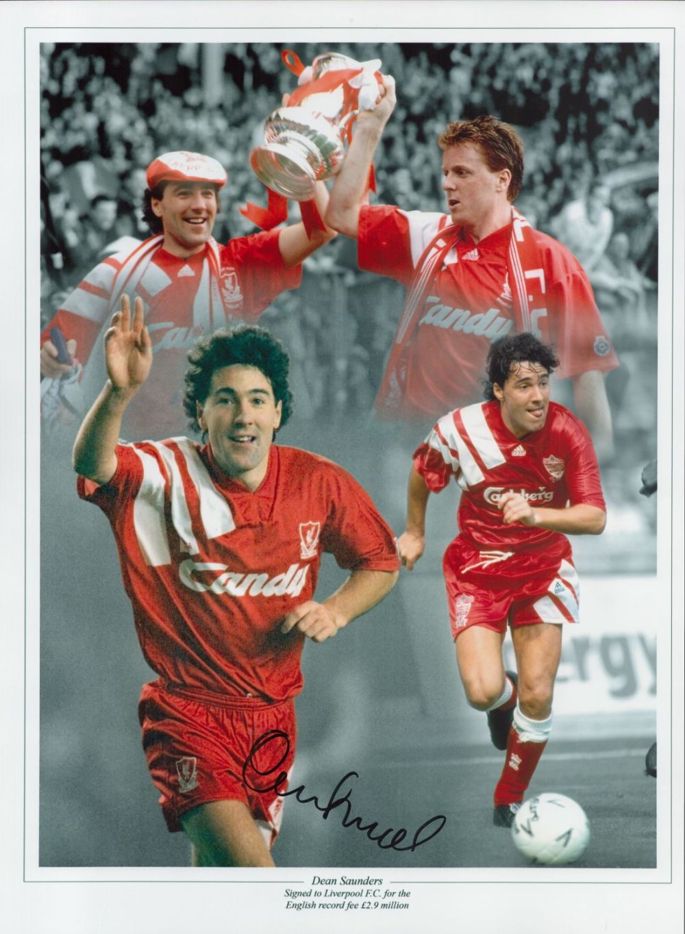 Lot 602: Football Dean Saunders signed 16x12 Liverpool colour montage...