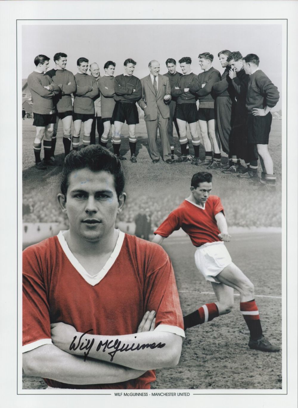 Lot 619: Football Wilf McGuiness signed 16x12 colourised Manchester United...