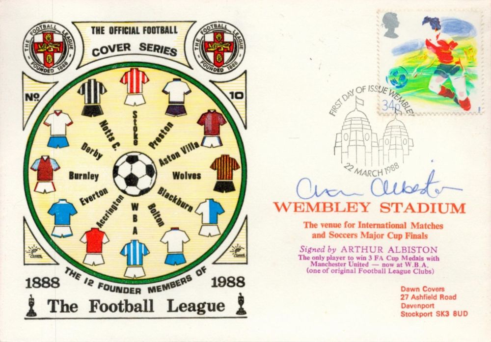 Lot 732: Arthur Albiston signed Wembley Stadium 1988 Dawn Official...