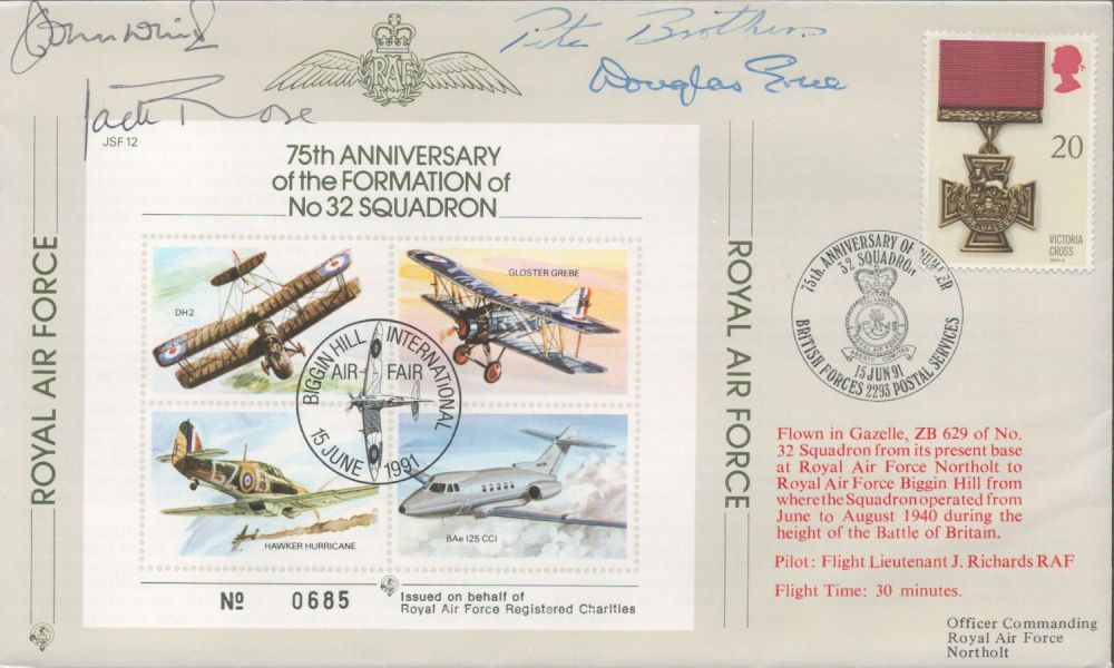 Lot 271: WW2 Air Cmdre Pete Brothers Multi Signed 75th...