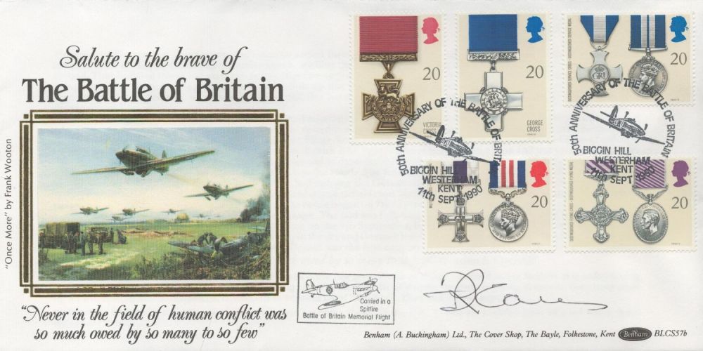 Lot 274: Frank Carey DFC WW2 fighter ace signed Benham...