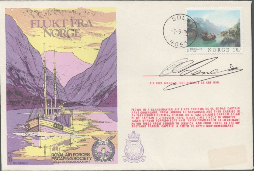 Lot 276: WW2 RAF AVM Don Bennett Signed Flukt Fra...