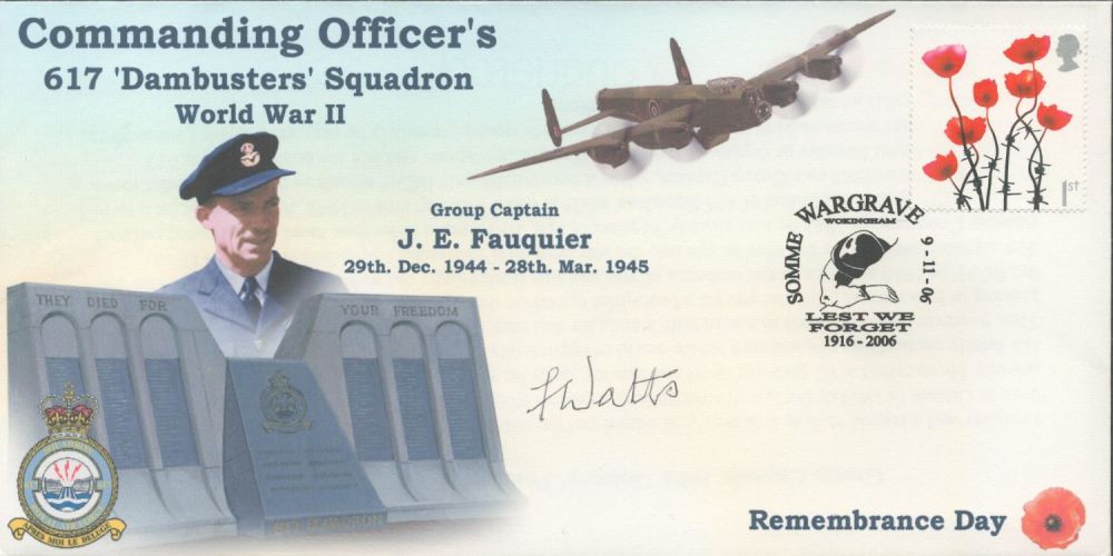 Lot 292: WW2 Flt Lt Freddie Watts Signed JE Fauquier...