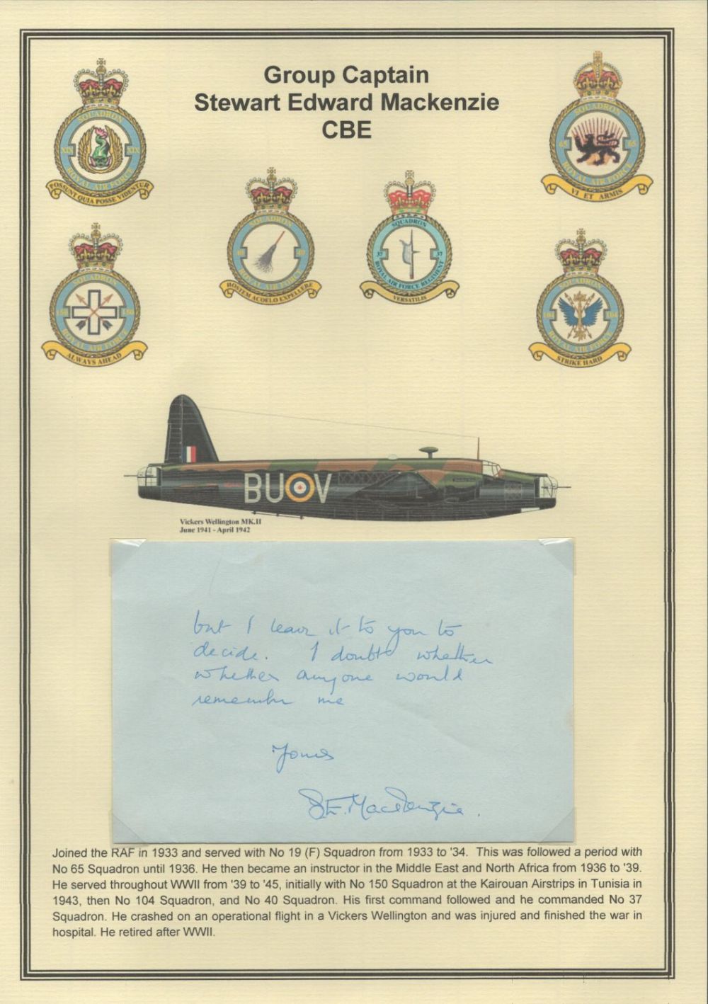 Lot 307: Air Commodore Ellacott Lyne Stephens Ward CB DFC...