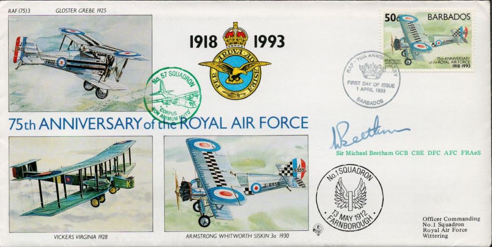 Lot 332: Sir Michael Beetham GCB CBE DFC AFC Signed...