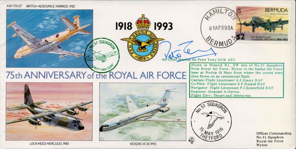 Lot 334: Air Chief Marshal Sir Peter Terry Signed 75th...