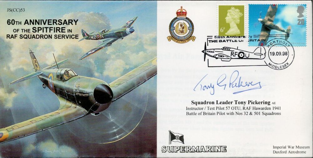Lot 344: WW2 RAF Sqn Ldr Tony Pickering Signed 60th...
