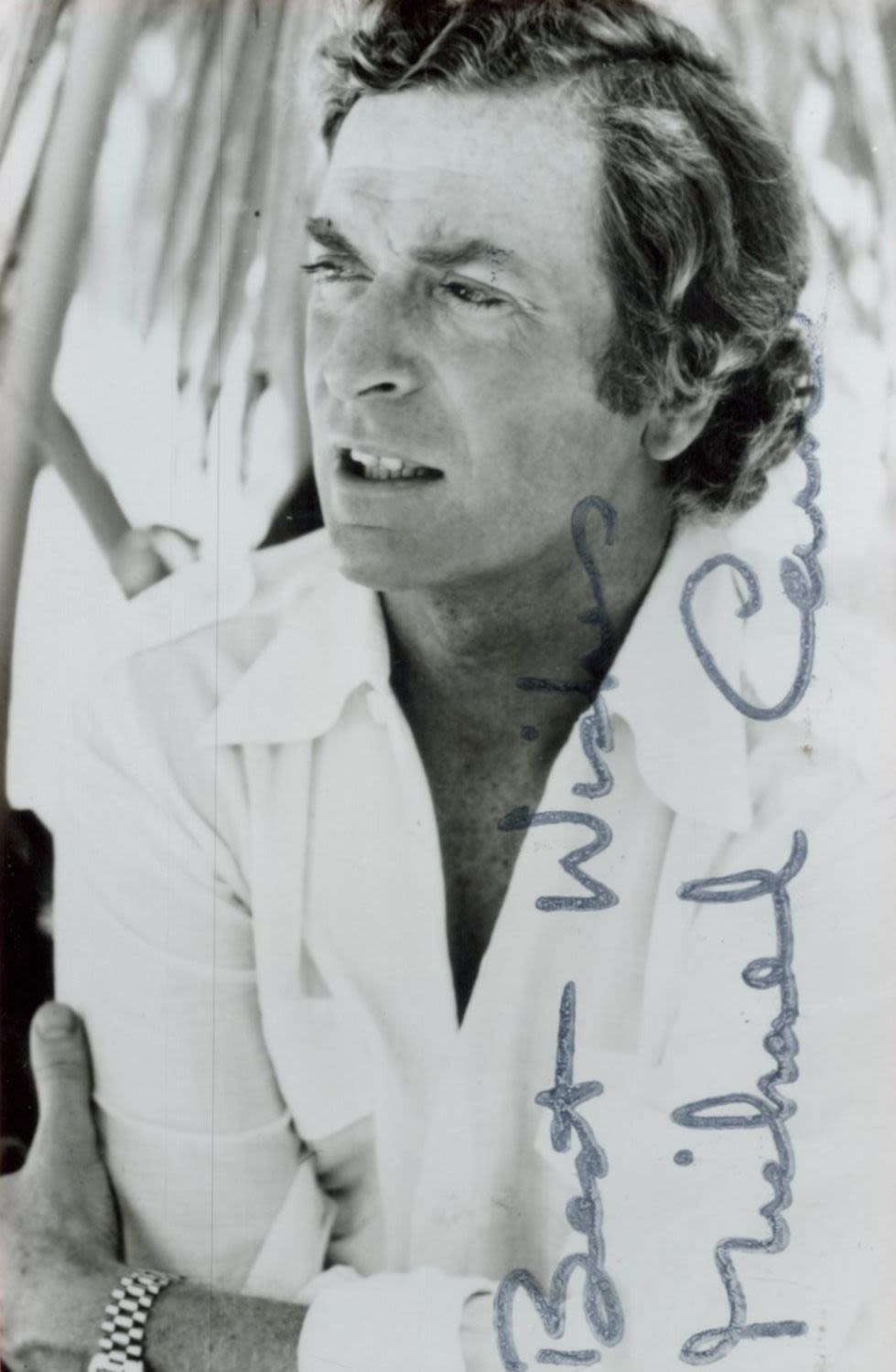 Lot 51: Michael Caine signed 6 x 4 inch b/w...