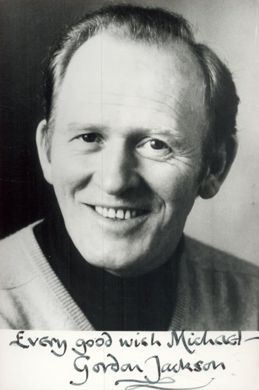 Lot 55: Gordon Jackson signed 6 x 4 inch b/w...