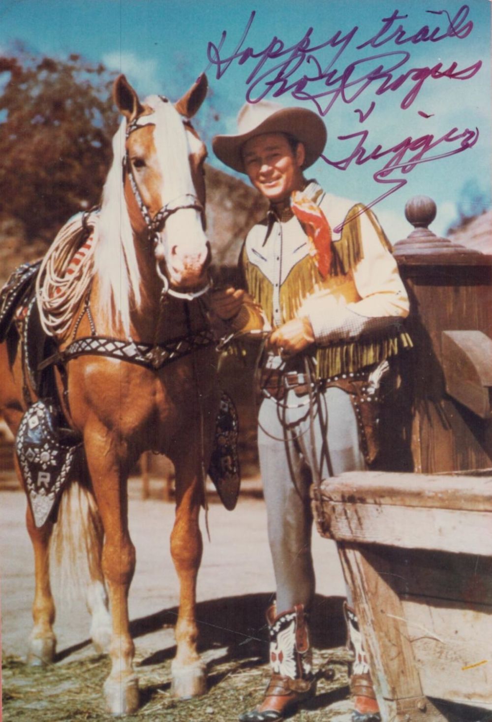 Lot 56: Roy Rogers signed 6 x 4 inch colour...