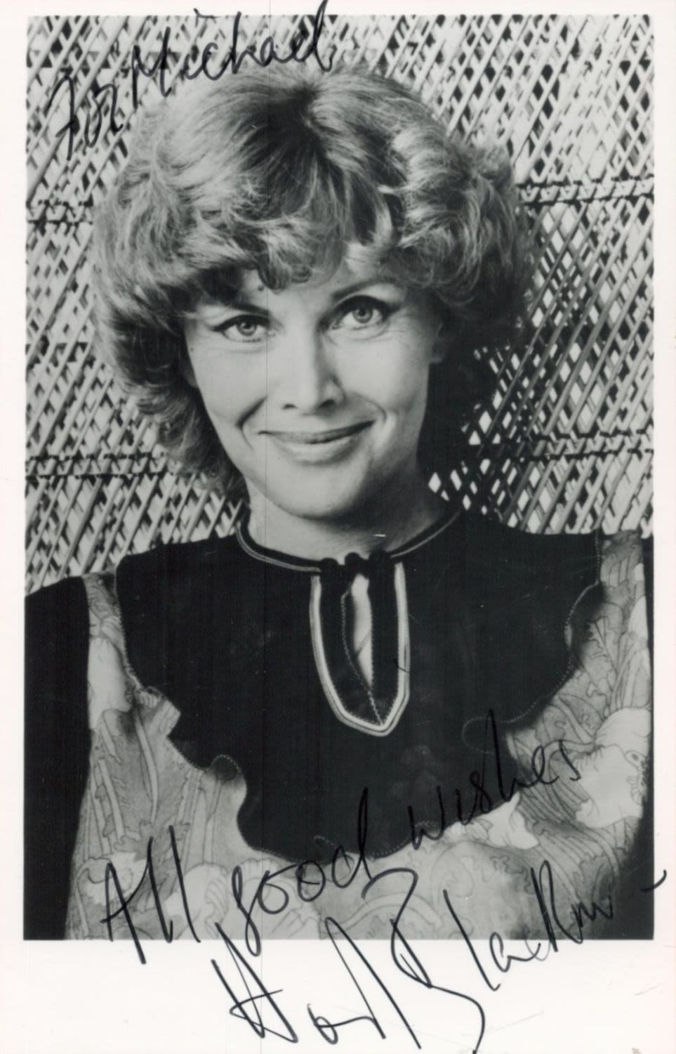 Lot 67: Honor Blackman signed 6 x 4 inch young...