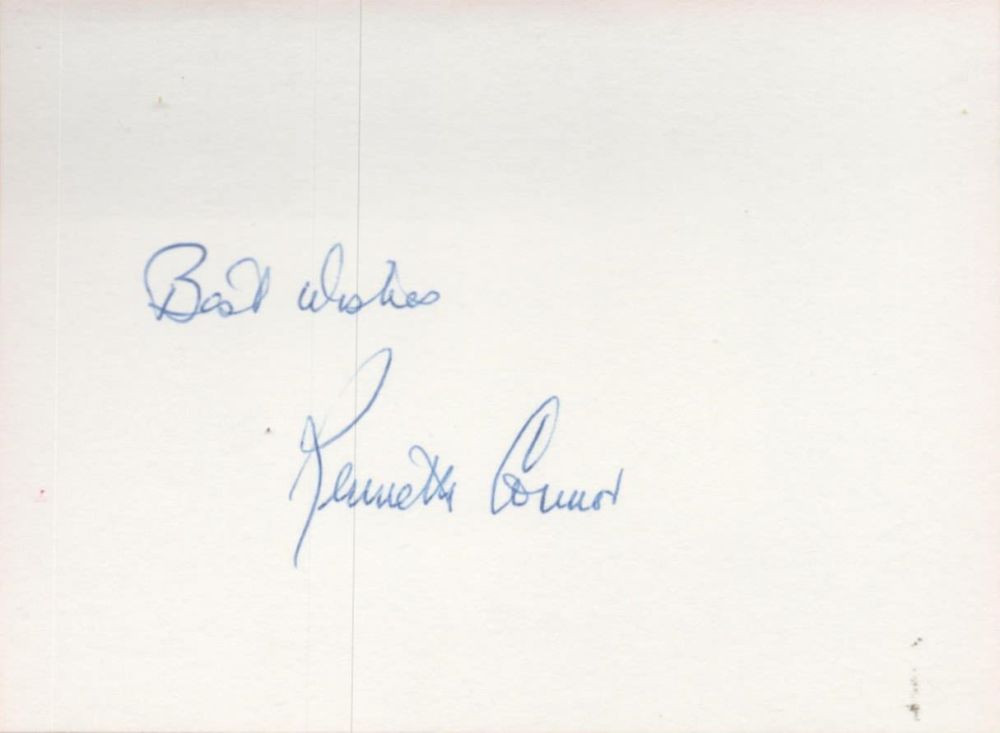 Lot 80: Carry on Kenneth Connor signed small white card....