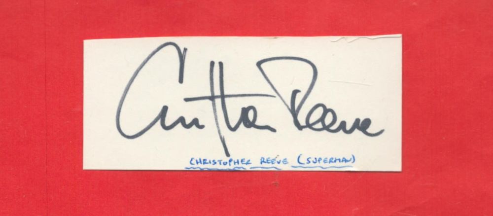 Lot 92: Superman Christopher Reeve signed small white card. Good...