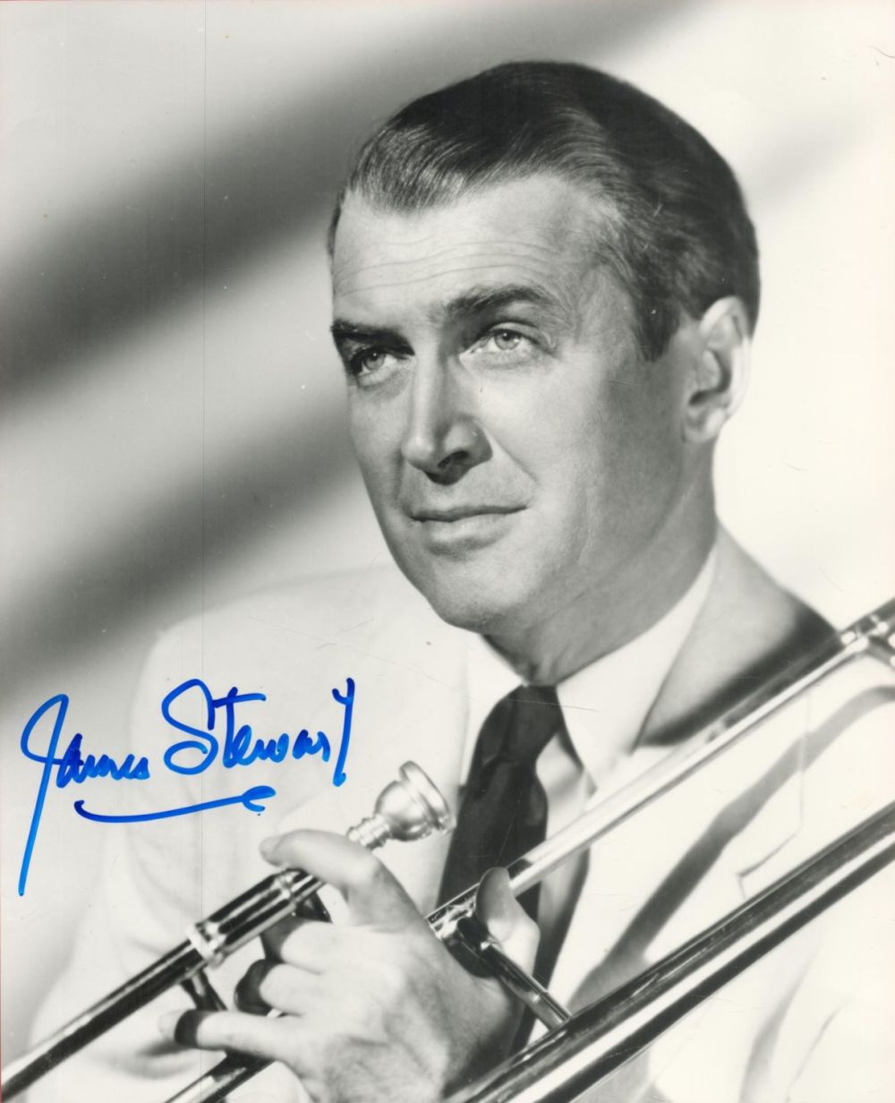 Lot 100: Jimmy Stewart signed 10 x 8 inch b/w...