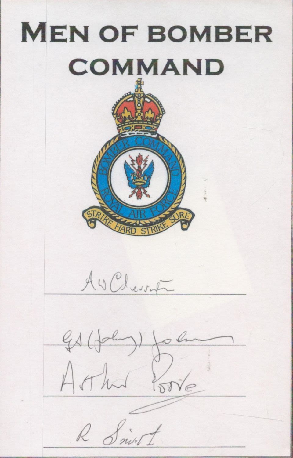 Lot 139: WW2 Men of Bomber command book plate signed...