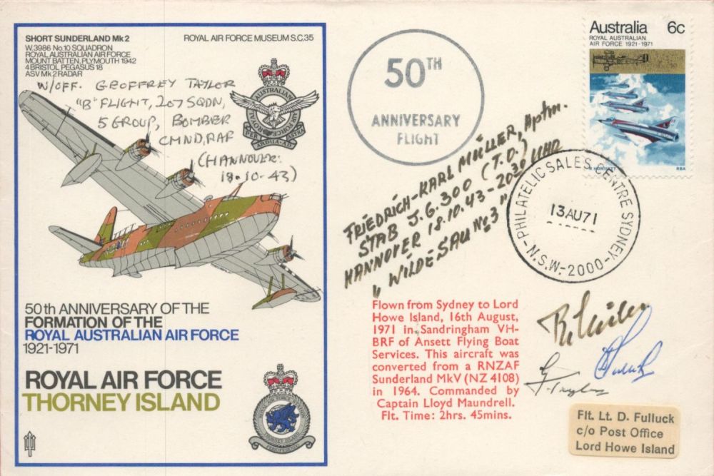 Lot 141: WW2 Luftwaffe Friedrich Karl Muller signed Short Sunderland...