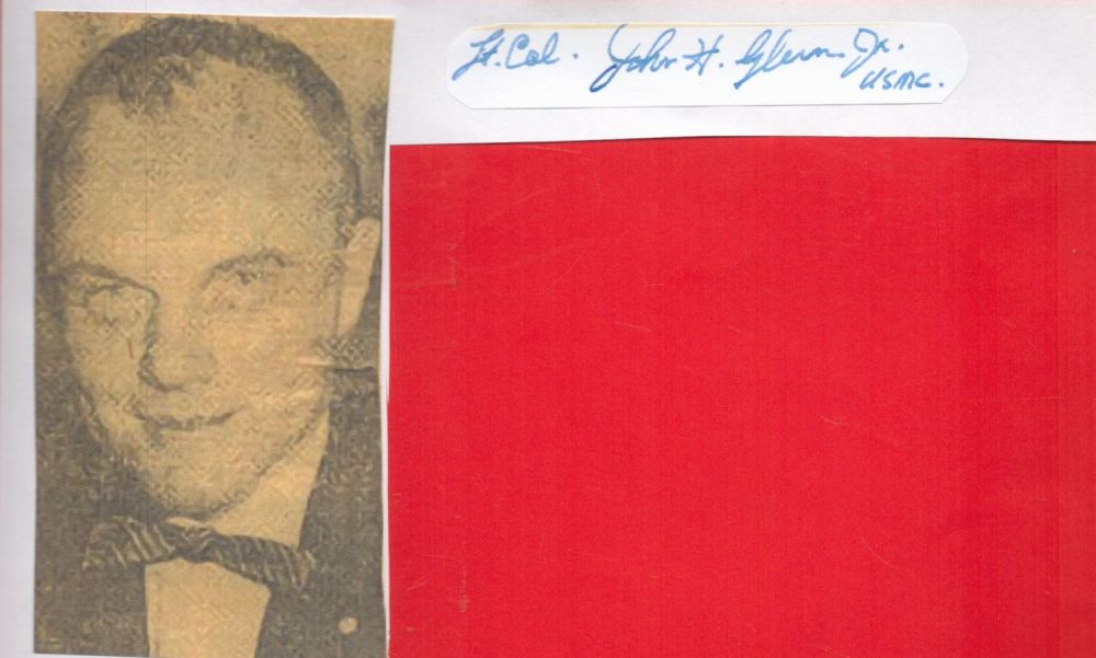 Lot 146: Astronaut John Glenn signed small signature piece fixed...