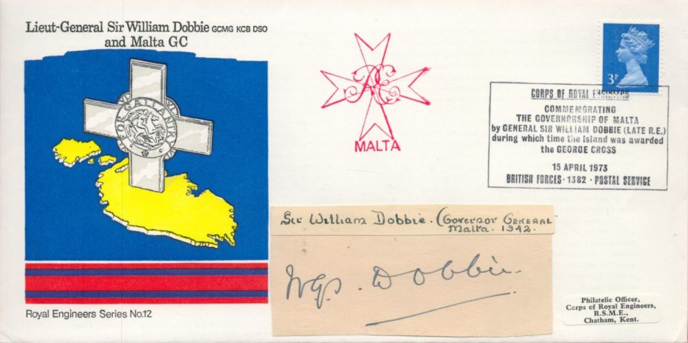 Lot 152: Sir William Dobbie Malta Governor 1942 signature piece...