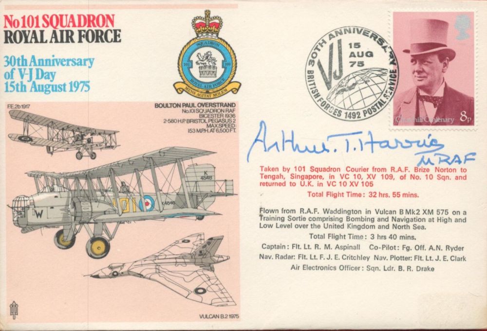 Lot 157: WW2 Arthur Bomber Harris signed 1975 101 Sqn,...