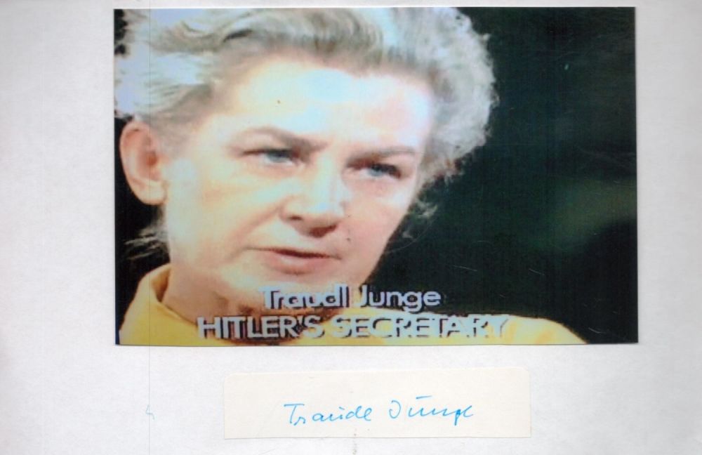 Lot 161: Traudle Junge Hitlers secretary small autograph fixed with...
