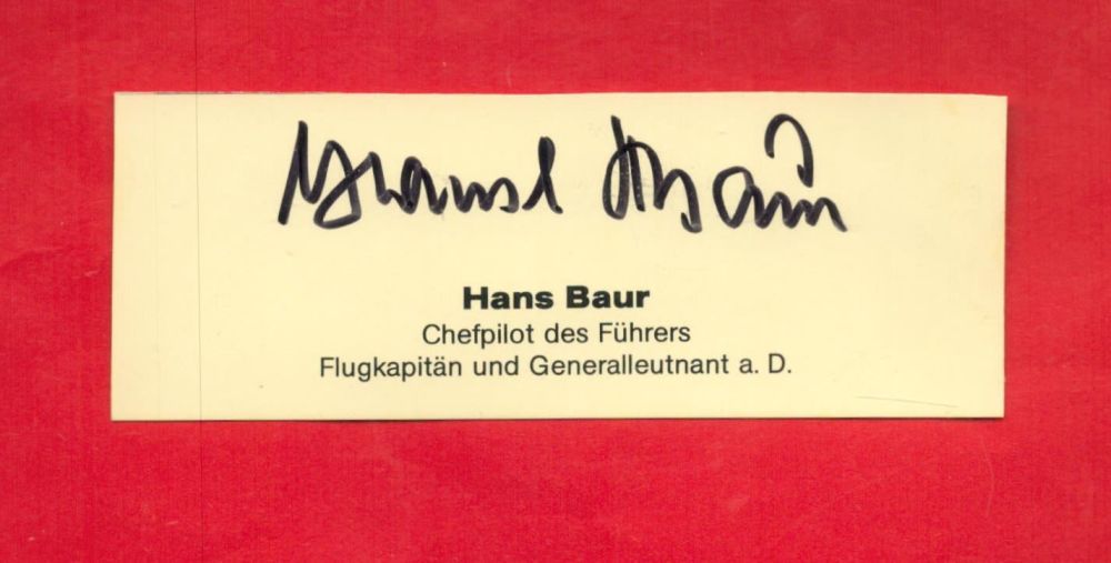Lot 166: Hans Baur Hitlers pilot signed small piece clipped...
