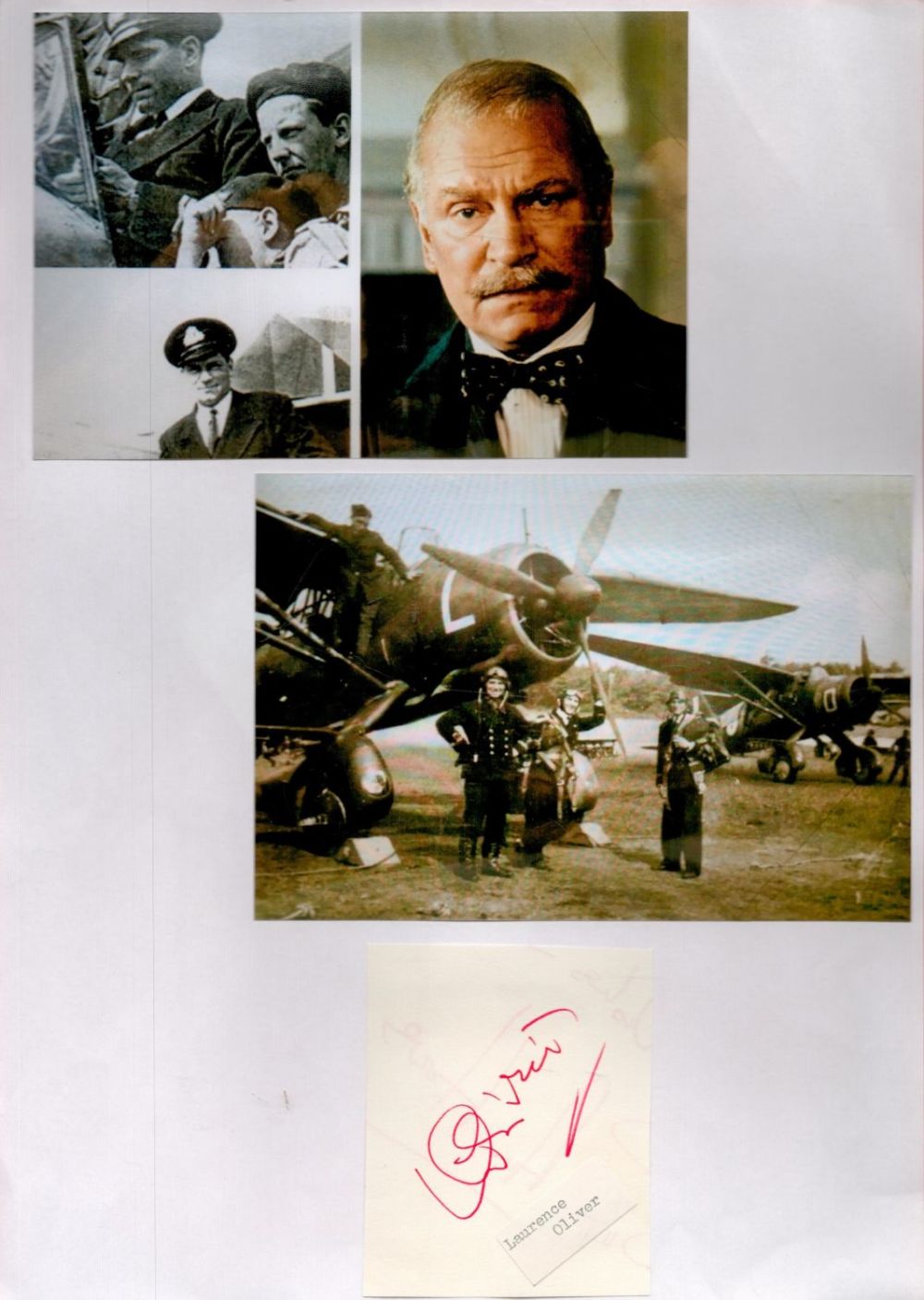 Lot 168: Laurence Olivier small, autographed piece mounted to A4...