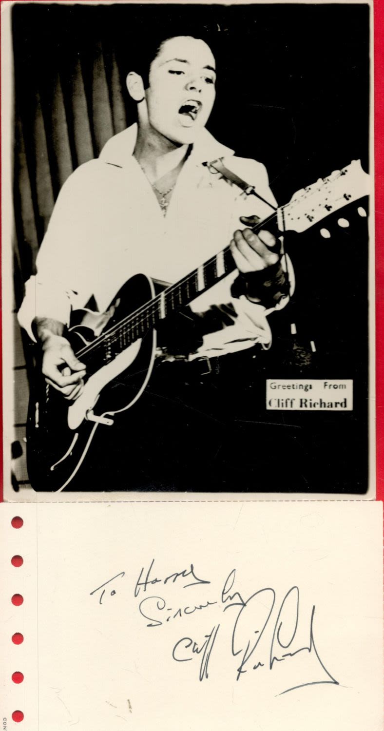 Lot 178: Cliff Richard Signed 5x3 inch Signature Piece with...