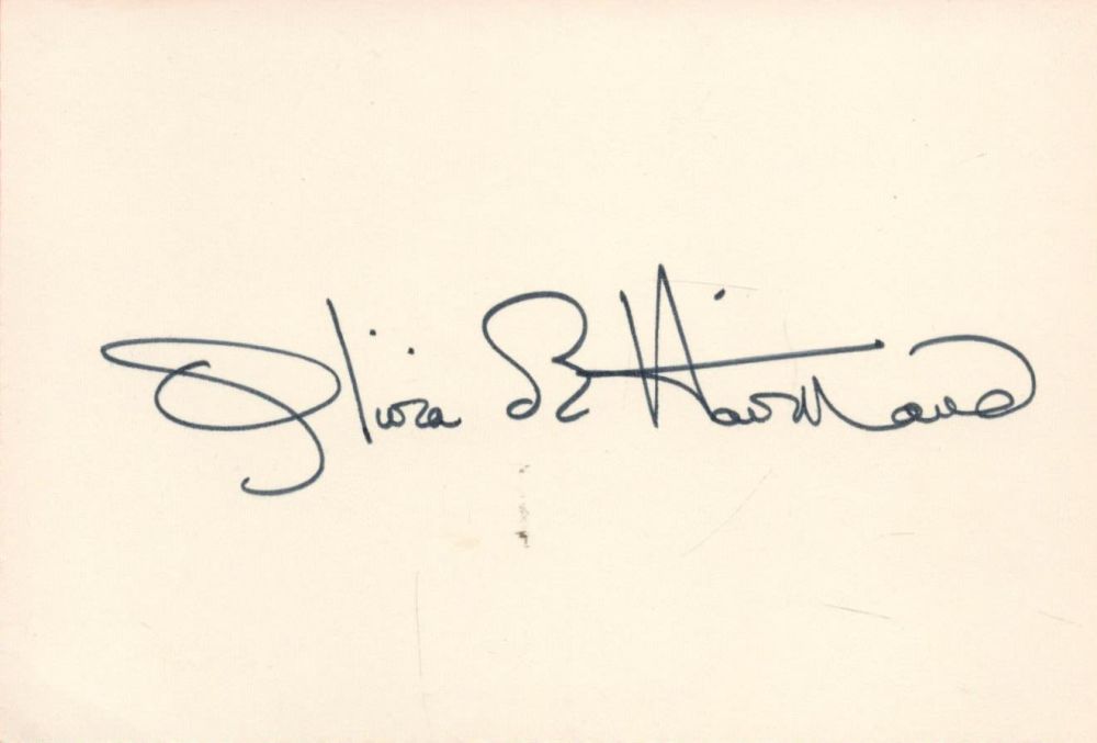 Lot 187: Olivia De Havilland Signed 4 x 3 inch...