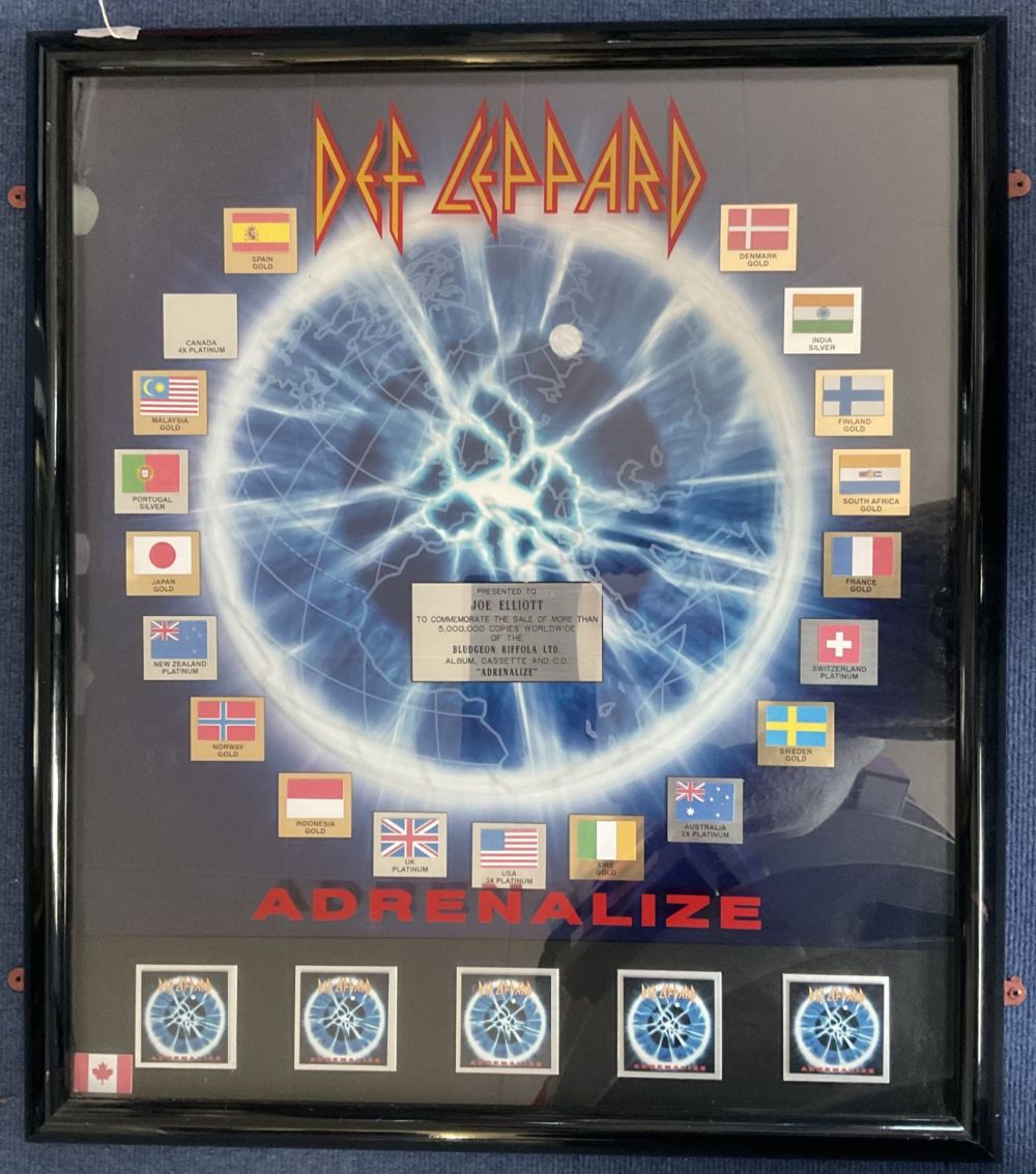 Lot 251: Def Leppard Adrenalize 32x26 framed and mounted display...