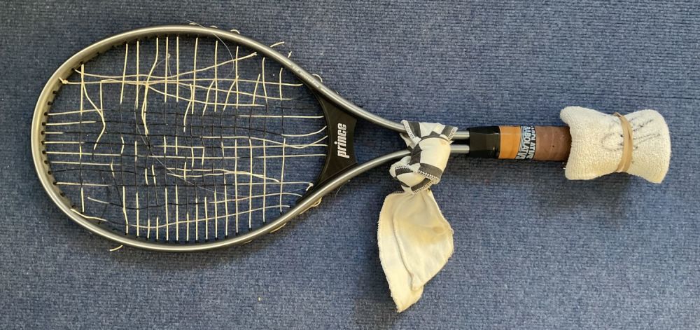 Lot 260: Pat Cash personally owned Tennis Racket signed head...