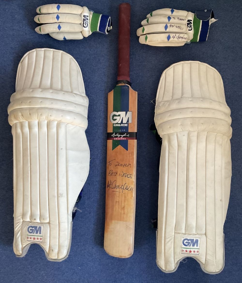 Lot 261: Michael Vaughan owned Gunn and Moore signed Bat...