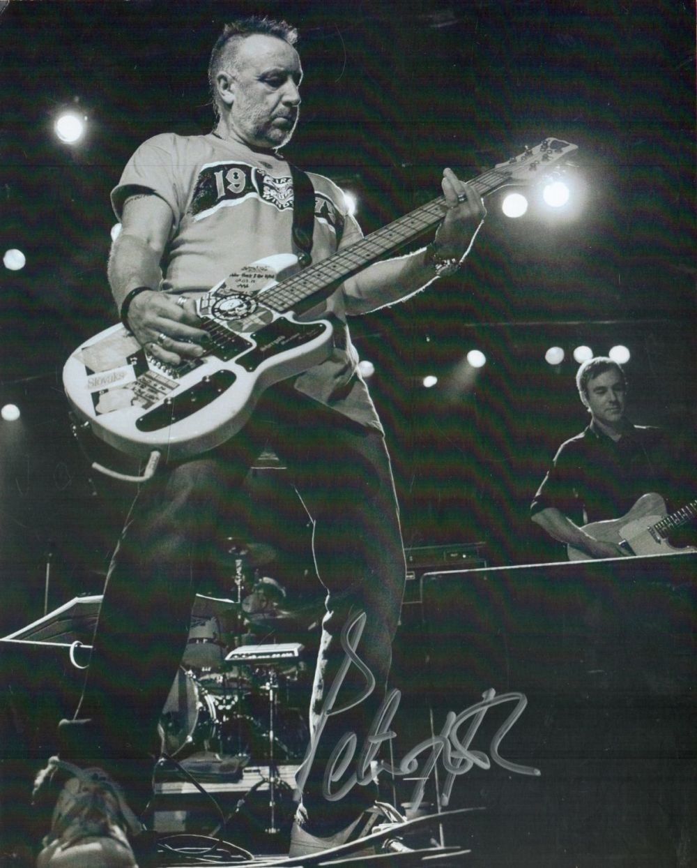 Lot 269: Peter Hook signed 10x8 black and white photo....