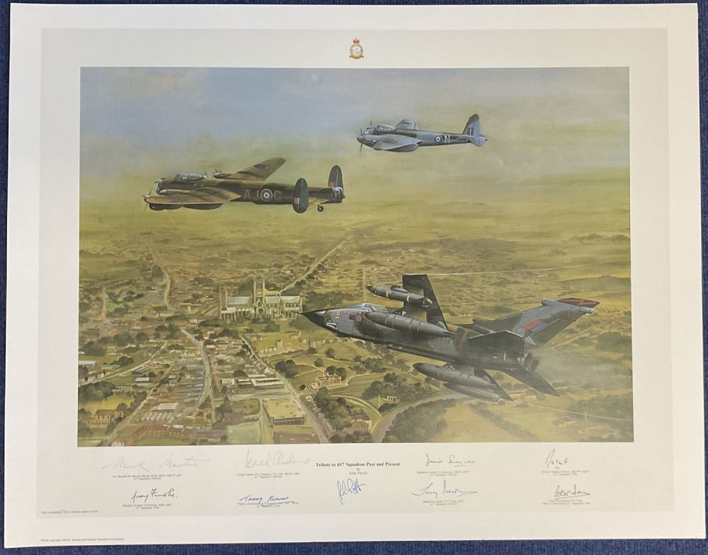 Lot 303: WW2 8 Dambusters Signed John Pettitt Colour Print...
