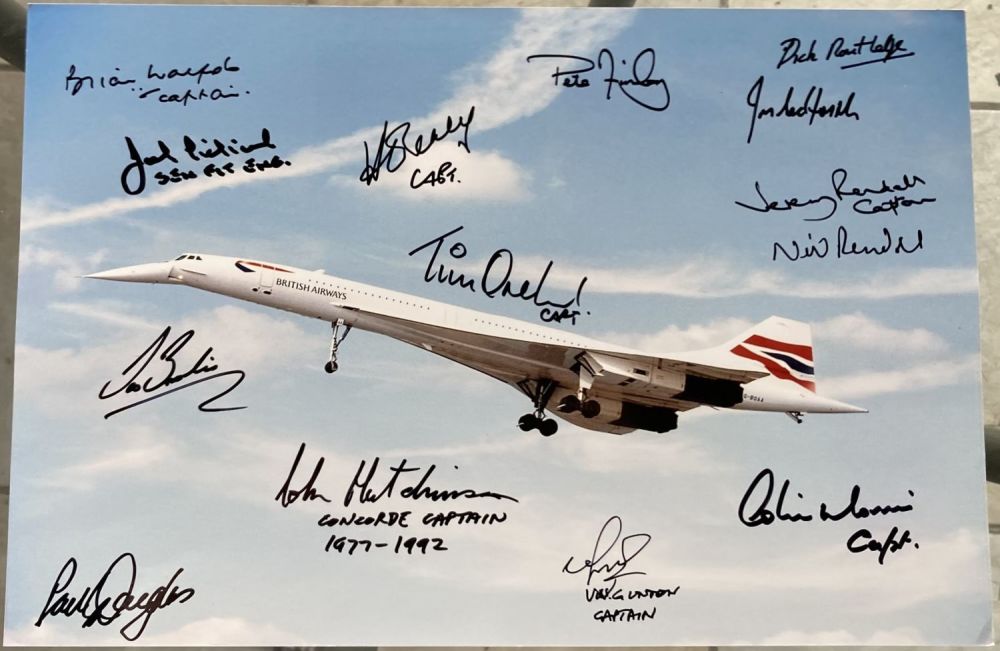 Lot 312: 14 Concorde pilots and crew signed stunning 12...