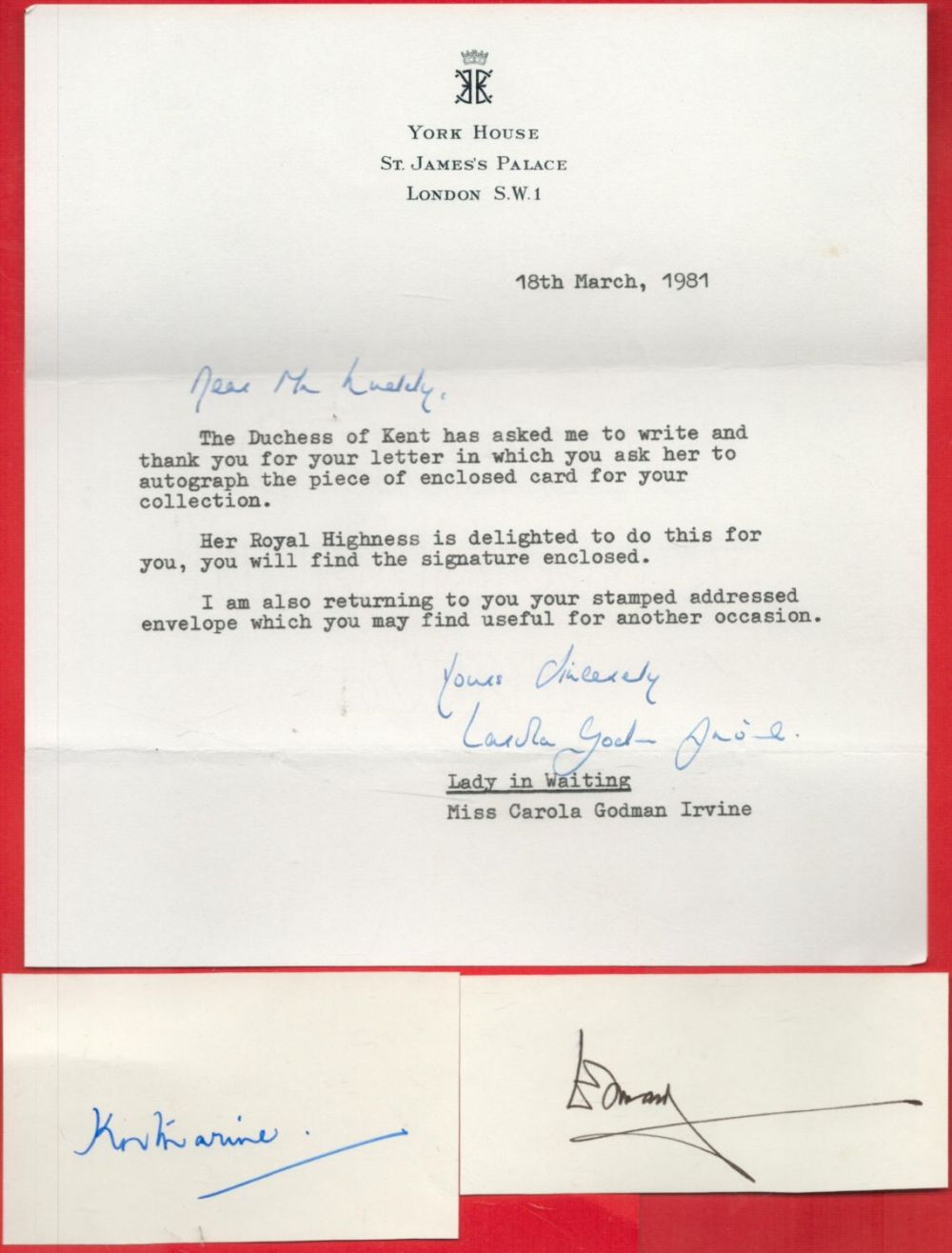 Lot 324: Katharine, Duchess of Kent and Prince Edward, Duke...