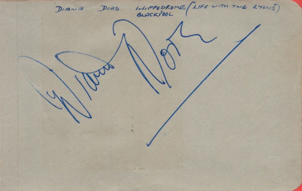 Lot 333: Diana Dors (1931-1984), a signed 6x4 album page....