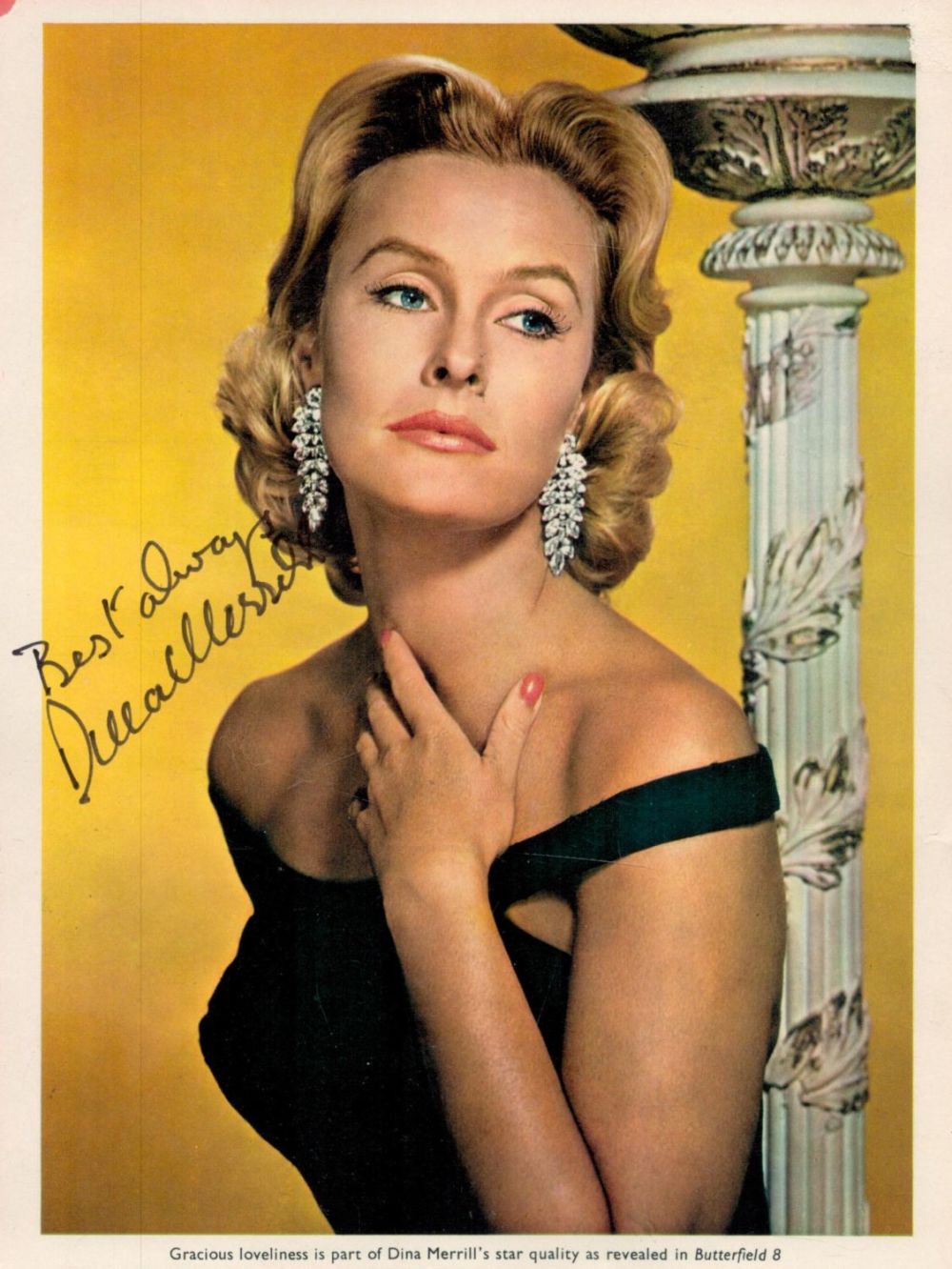 Lot 361: DINA MERRILL Actress signed vintage Picture. Good condition....
