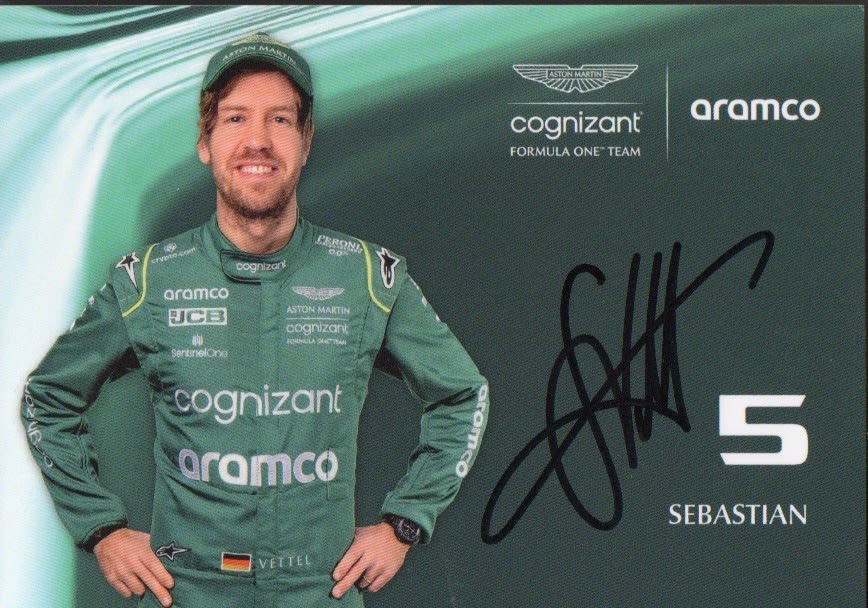 Lot 394: Sebastian Vettel. P/C sized promo picture. Good condition....