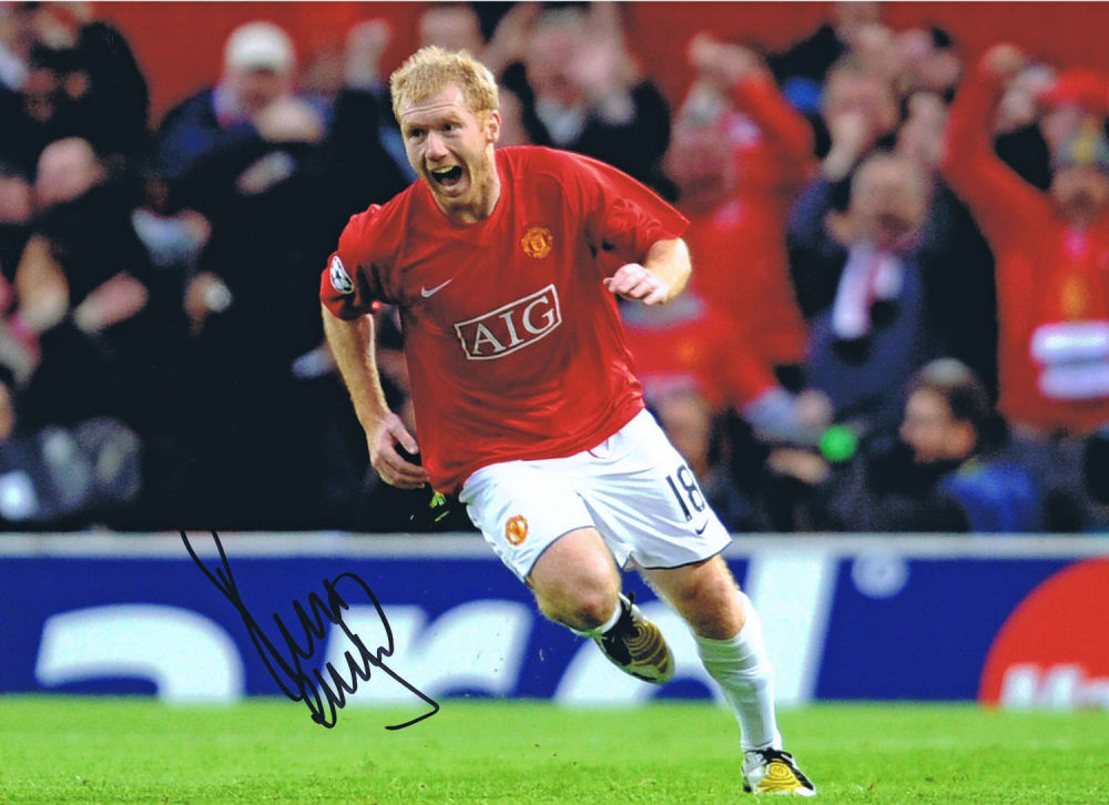 Lot 427: Autographed PAUL SCHOLES 16 x 12 photo -...