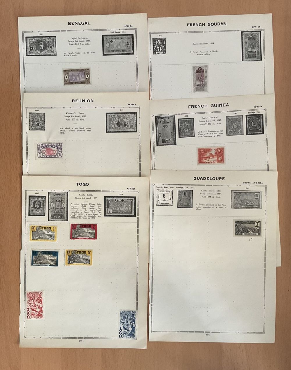 Lot 564: 12 Stamp pages of French Guinea, French Soudan,...
