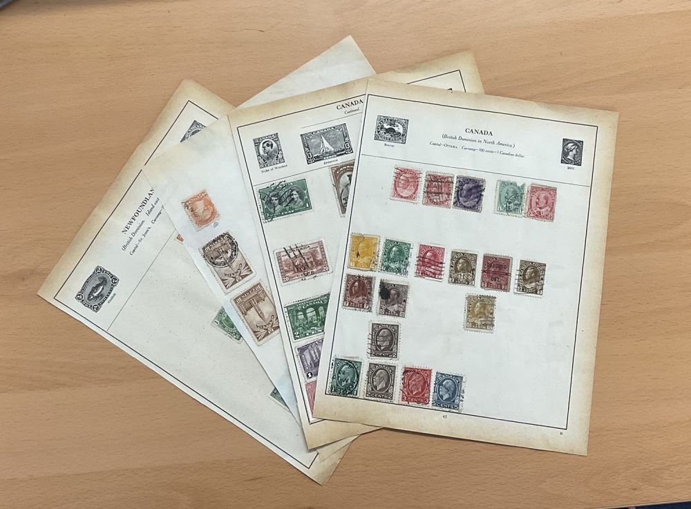 Lot 577: 14 stamp pages of Canada, Newfoundland, New Zealand...