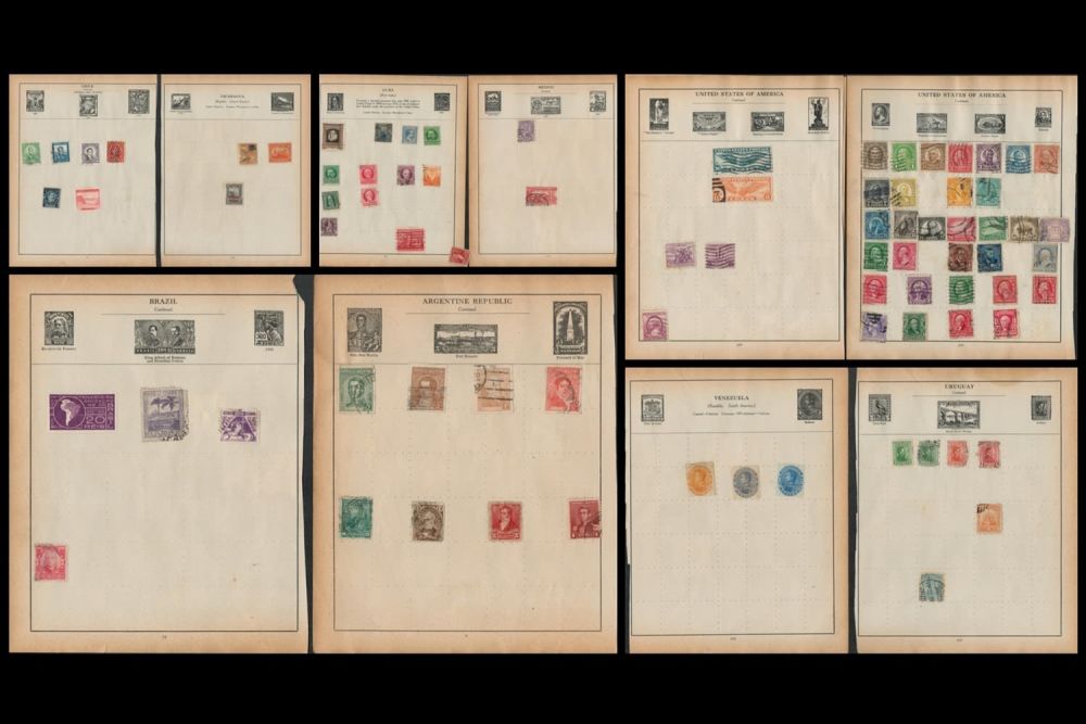Lot 592: 37 Pages of USA and South America and...