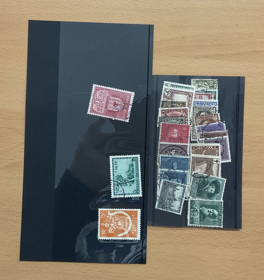Lot 611: Belgium stamps 2 stockcards and 1 small packet...