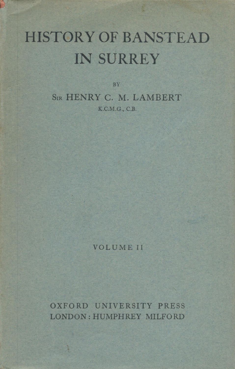 Lot 291: History of Banstead in Surrey by Sir Henry...